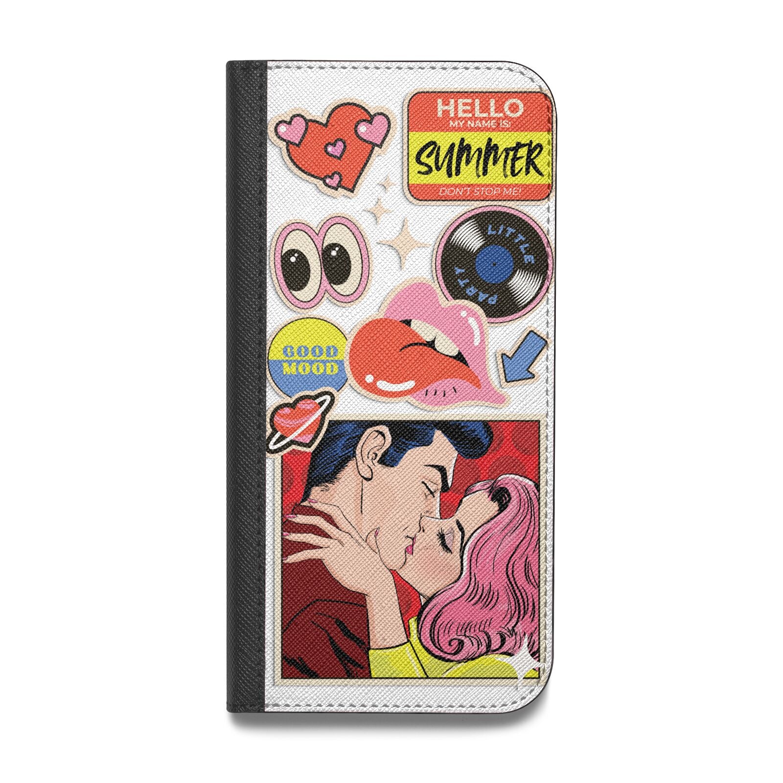 Comic Sticker Vegan Leather Flip Samsung Case