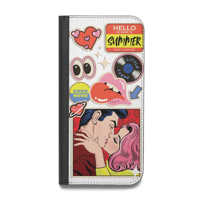 Comic Sticker Vegan Leather Flip Samsung Case