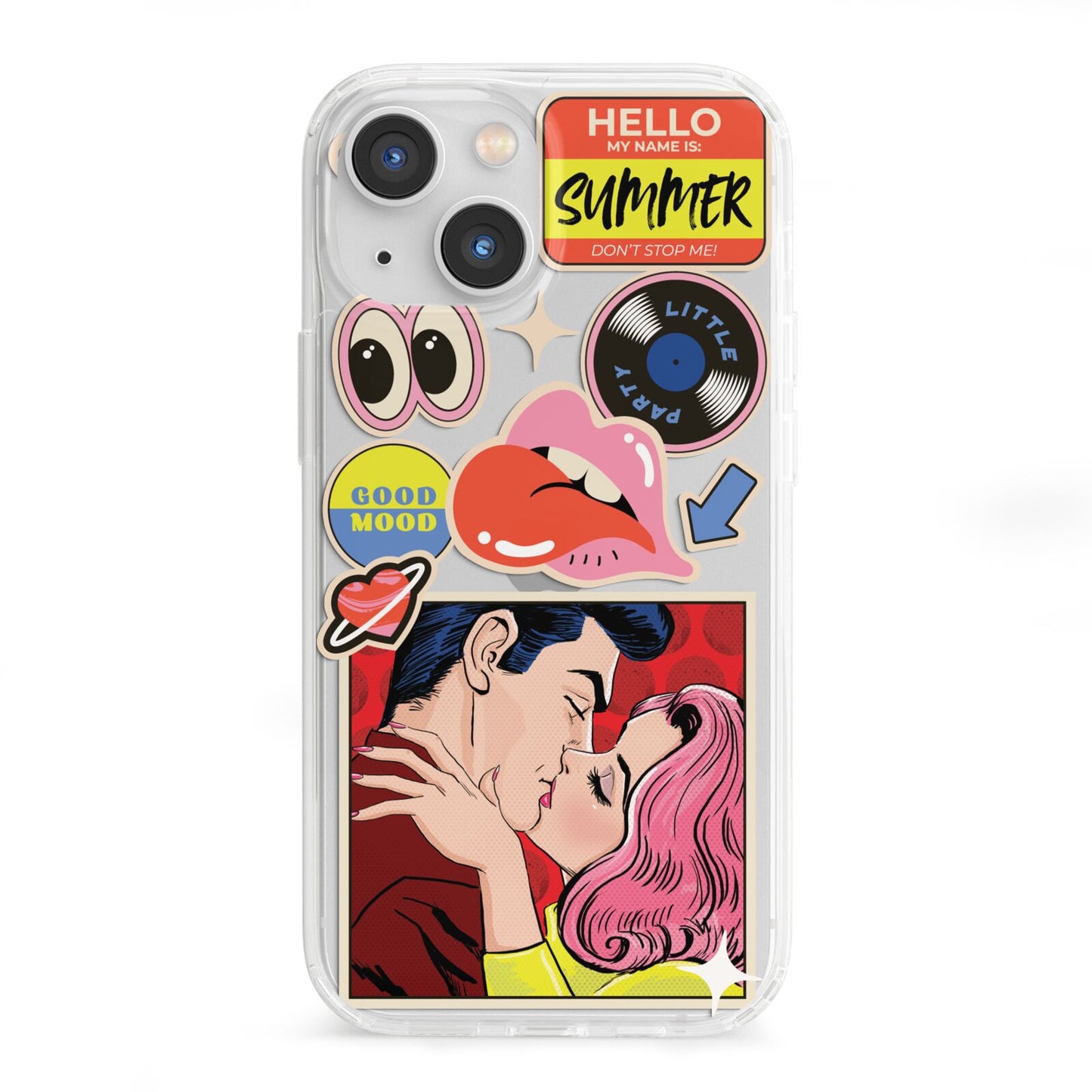 Comic Sticker iPhone 13 Mini Clear Bumper Case