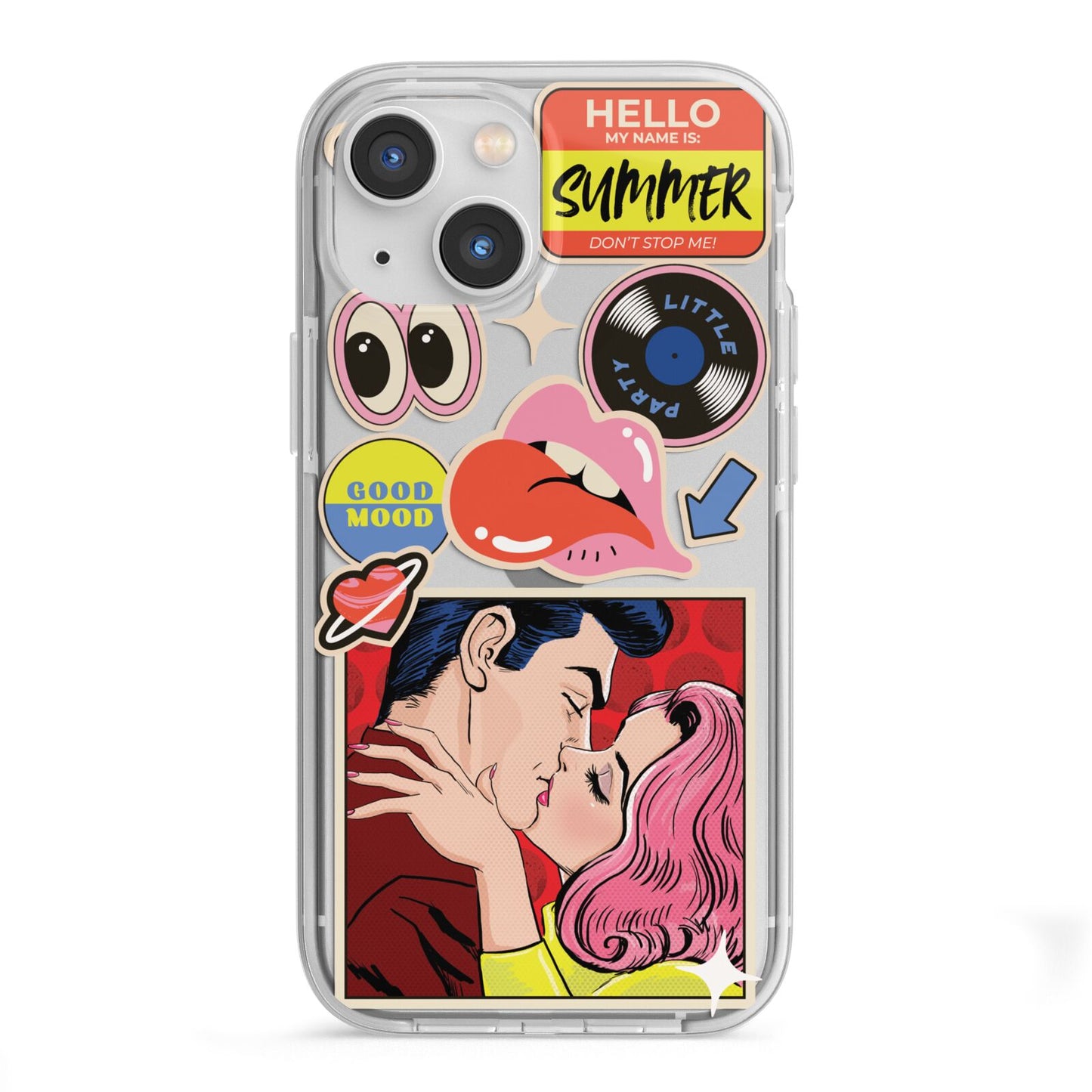 Comic Sticker iPhone 13 Mini TPU Impact Case with White Edges