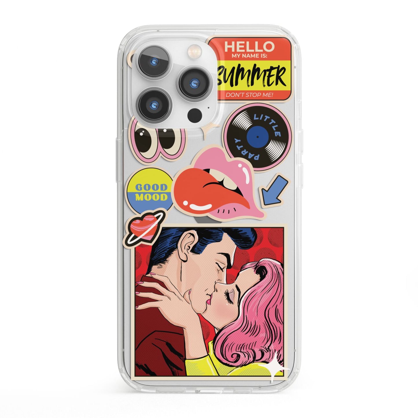 Comic Sticker iPhone 13 Pro Clear Bumper Case