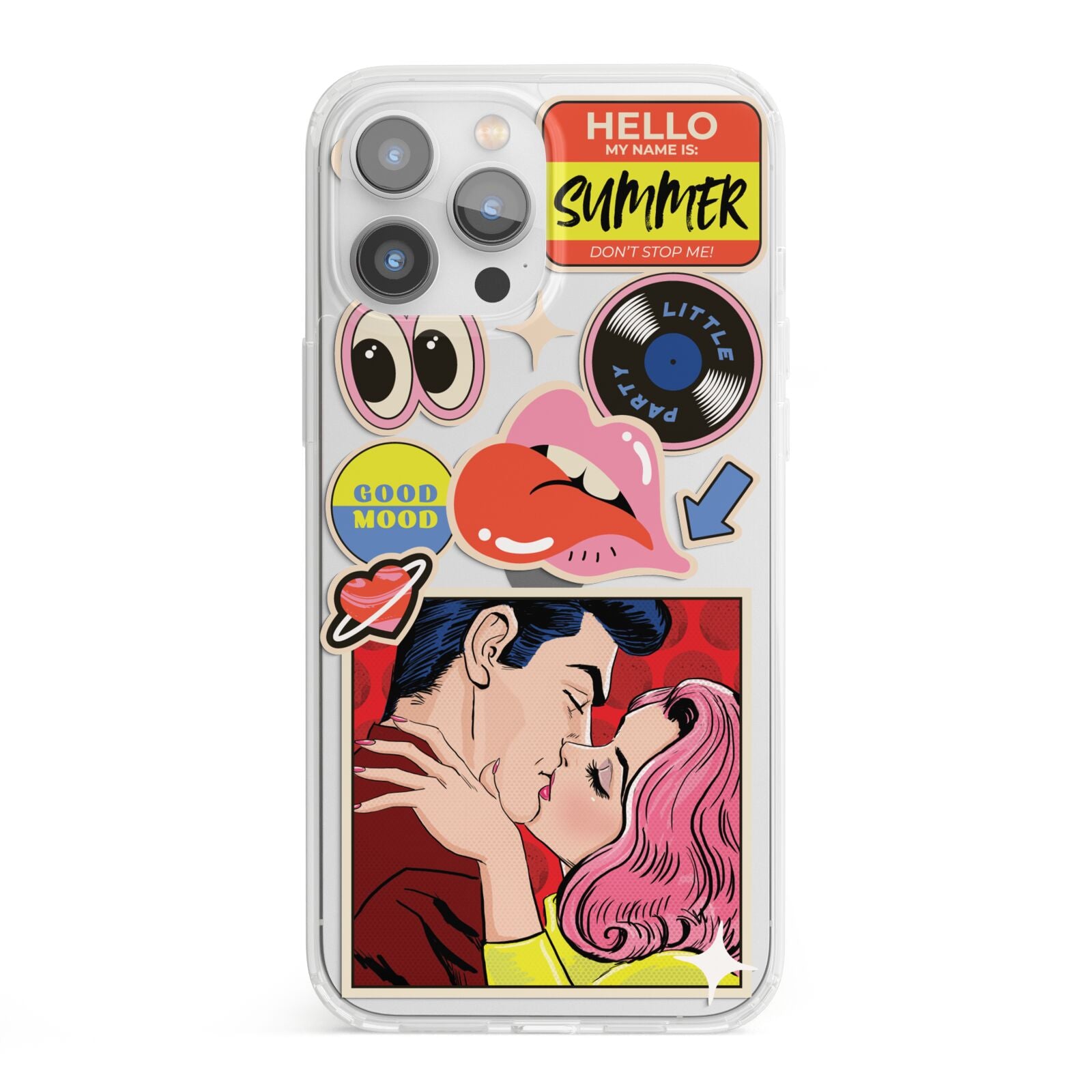 Comic Sticker iPhone 13 Pro Max Clear Bumper Case