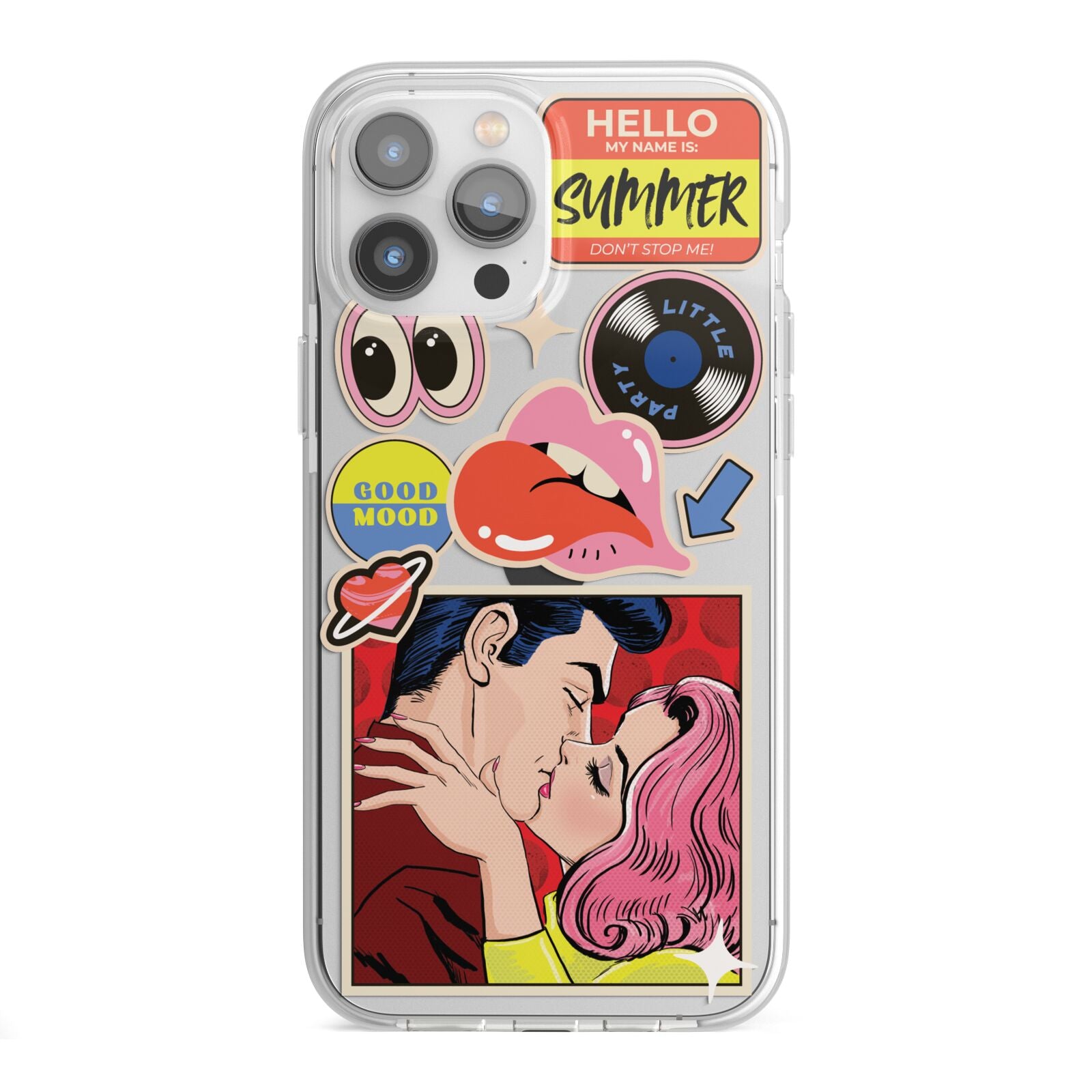 Comic Sticker iPhone 13 Pro Max TPU Impact Case with White Edges