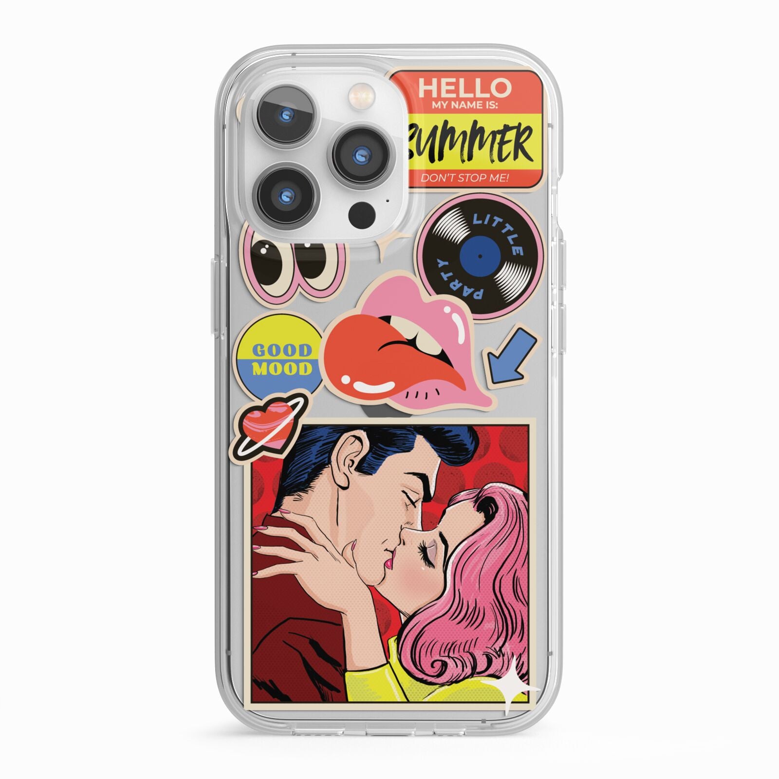 Comic Sticker iPhone 13 Pro TPU Impact Case with White Edges