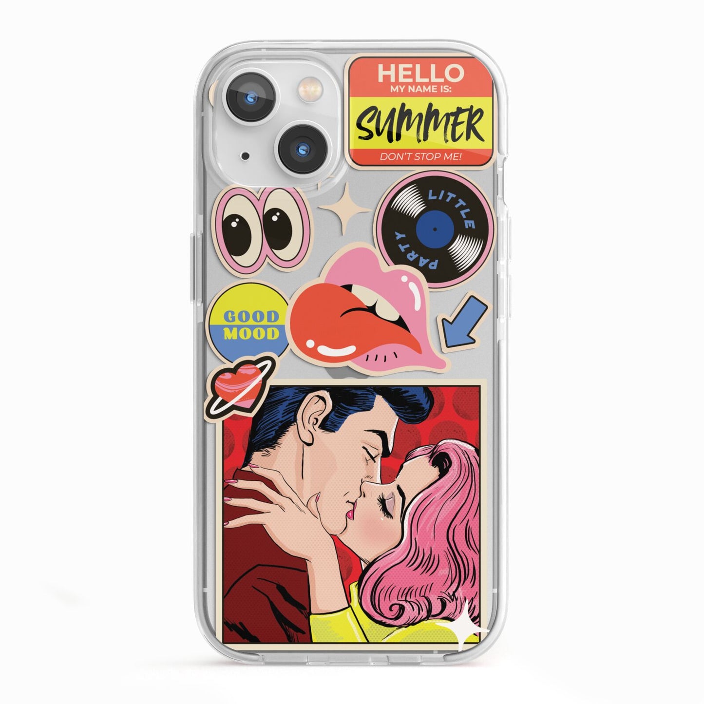 Comic Sticker iPhone 13 TPU Impact Case with White Edges