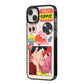 Comic Sticker iPhone 14 Plus Black Impact Case Side Angle on Silver phone