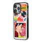 Comic Sticker iPhone 14 Pro Max Black Impact Case Side Angle on Silver phone