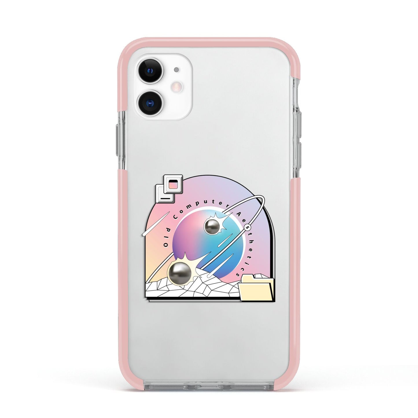 Computer Aesthetics Apple iPhone 11 in White with Pink Impact Case