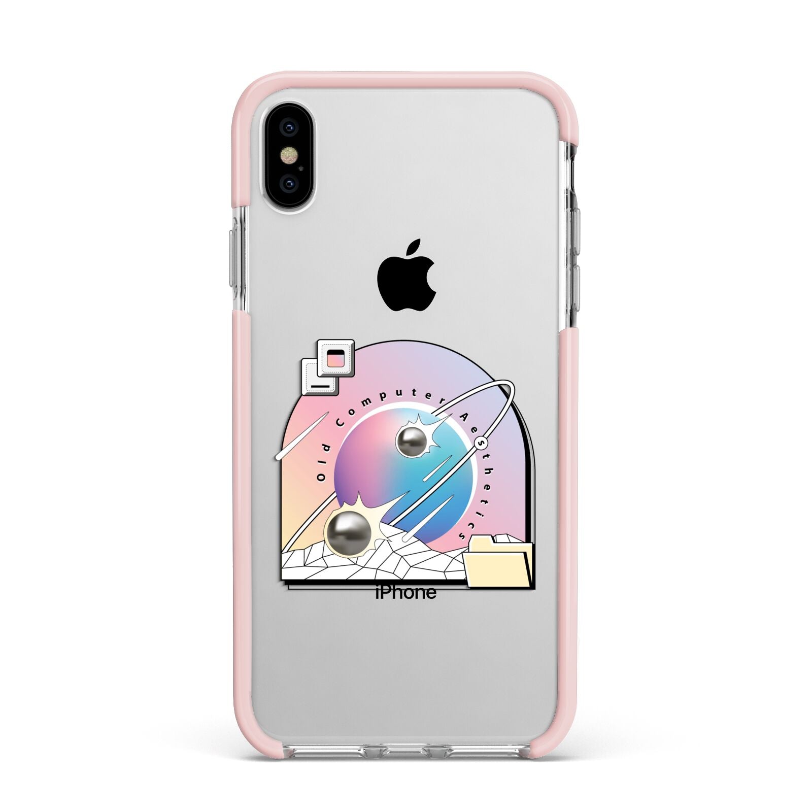 Computer Aesthetics Apple iPhone Xs Max Impact Case Pink Edge on Silver Phone