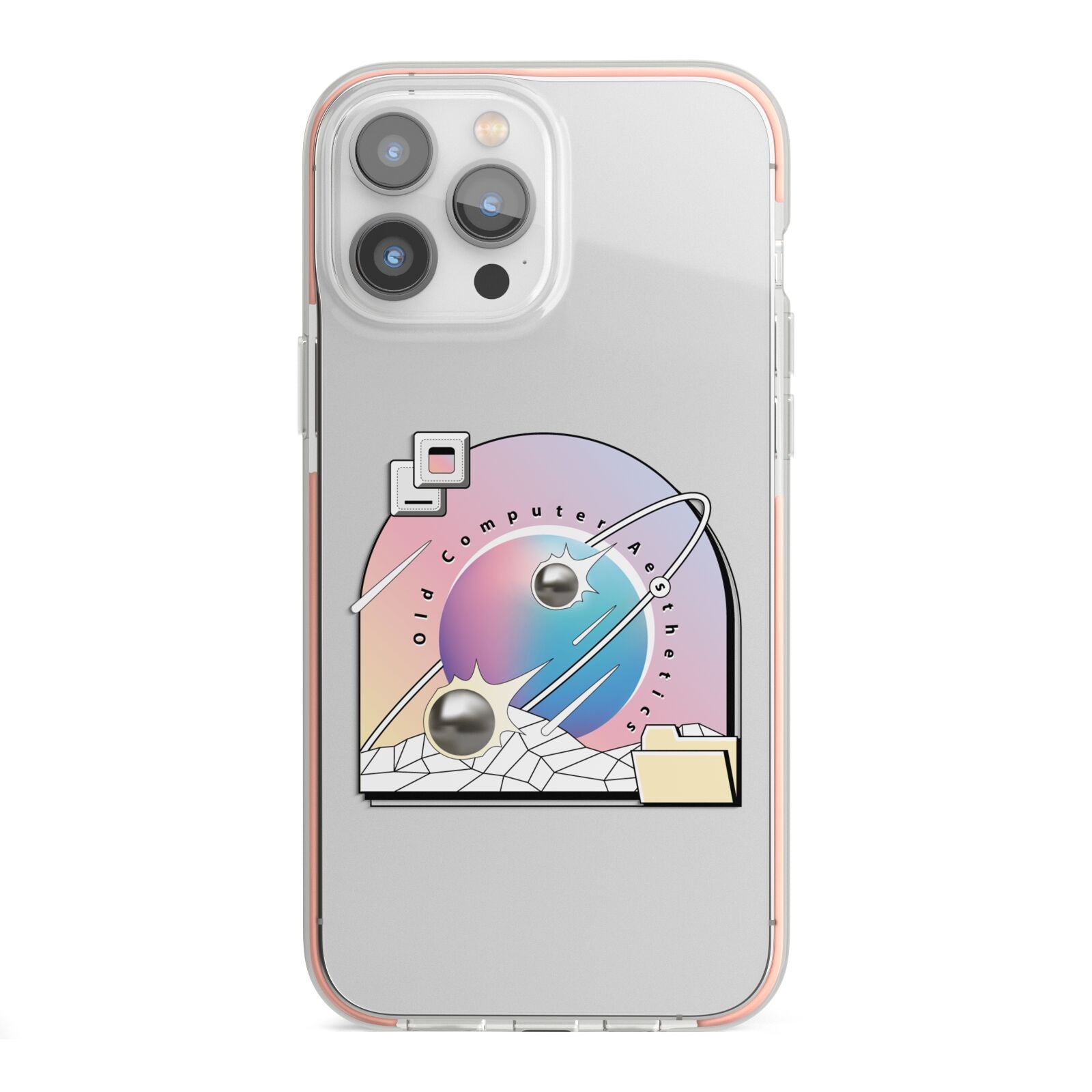 Computer Aesthetics iPhone 13 Pro Max TPU Impact Case with Pink Edges