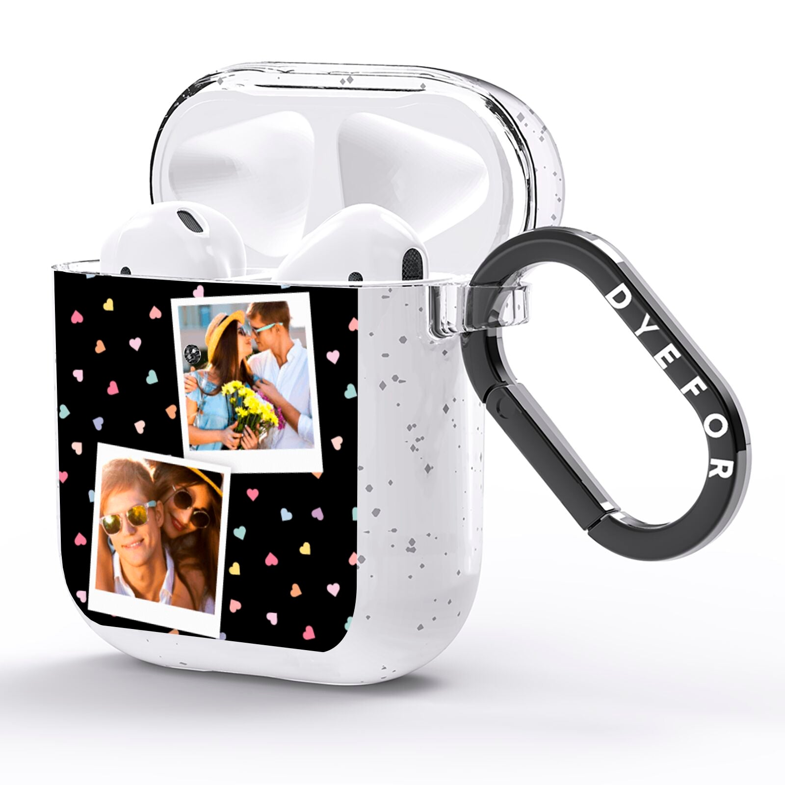 Confetti Heart Photo AirPods Glitter Case Side Image