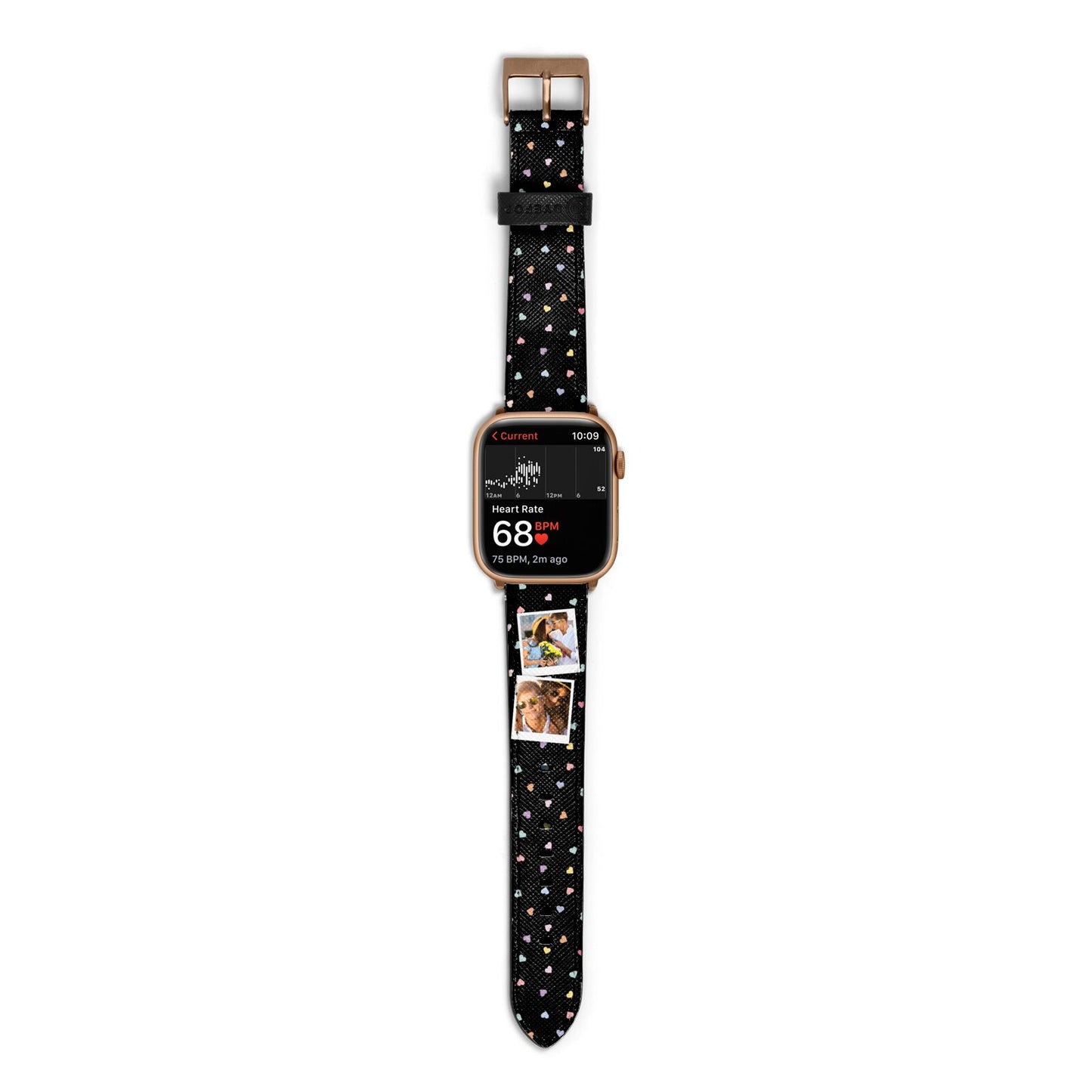 Confetti Heart Photo Apple Watch Strap Size 38mm with Gold Hardware