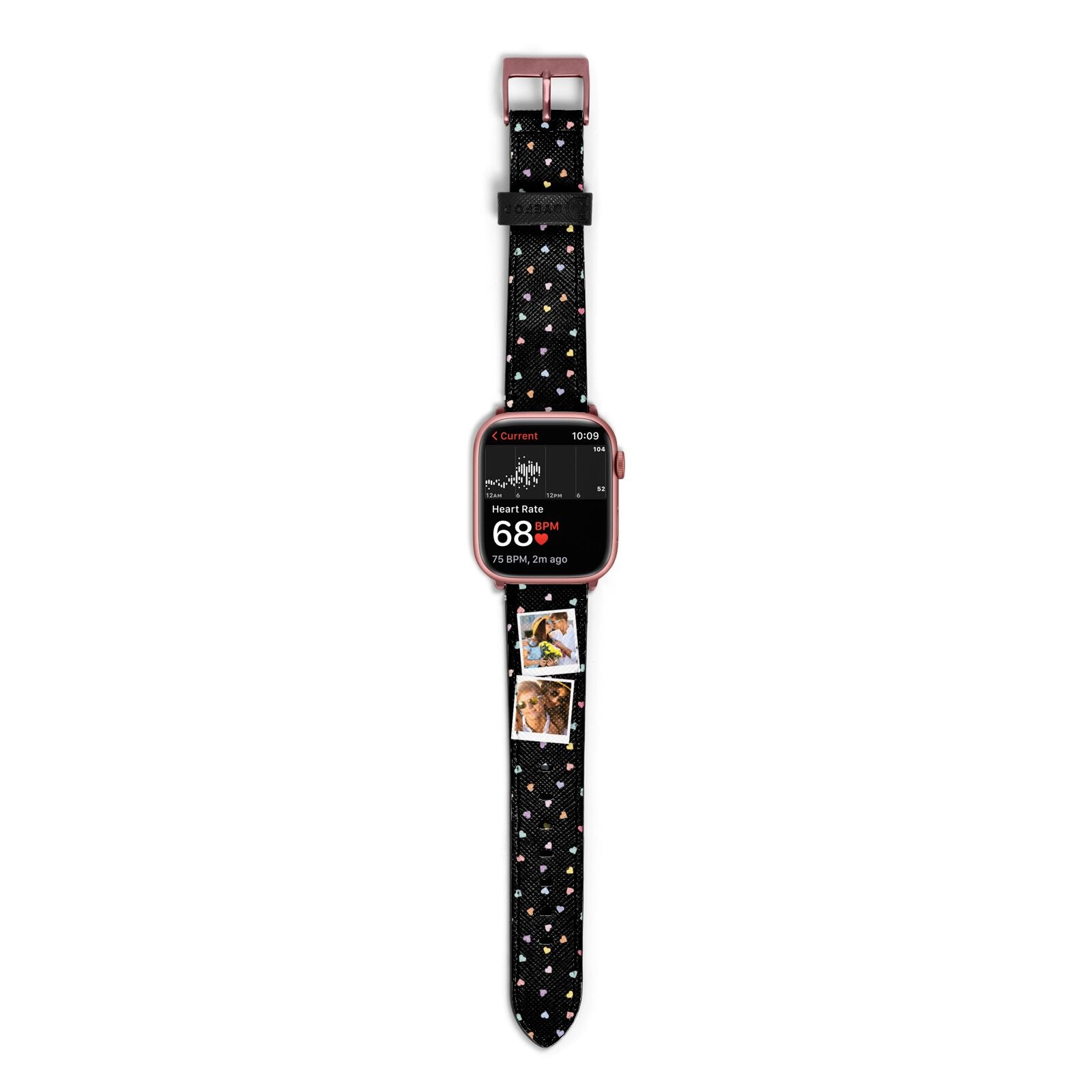 Confetti Heart Photo Apple Watch Strap Size 38mm with Rose Gold Hardware