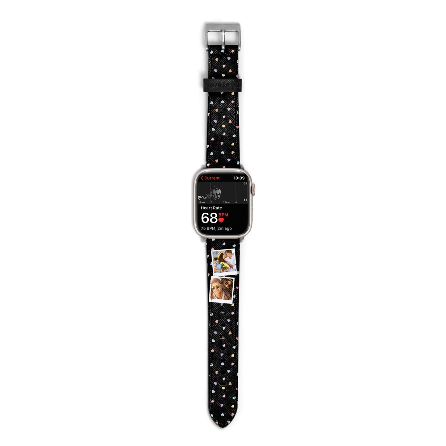 Confetti Heart Photo Apple Watch Strap Size 38mm with Silver Hardware