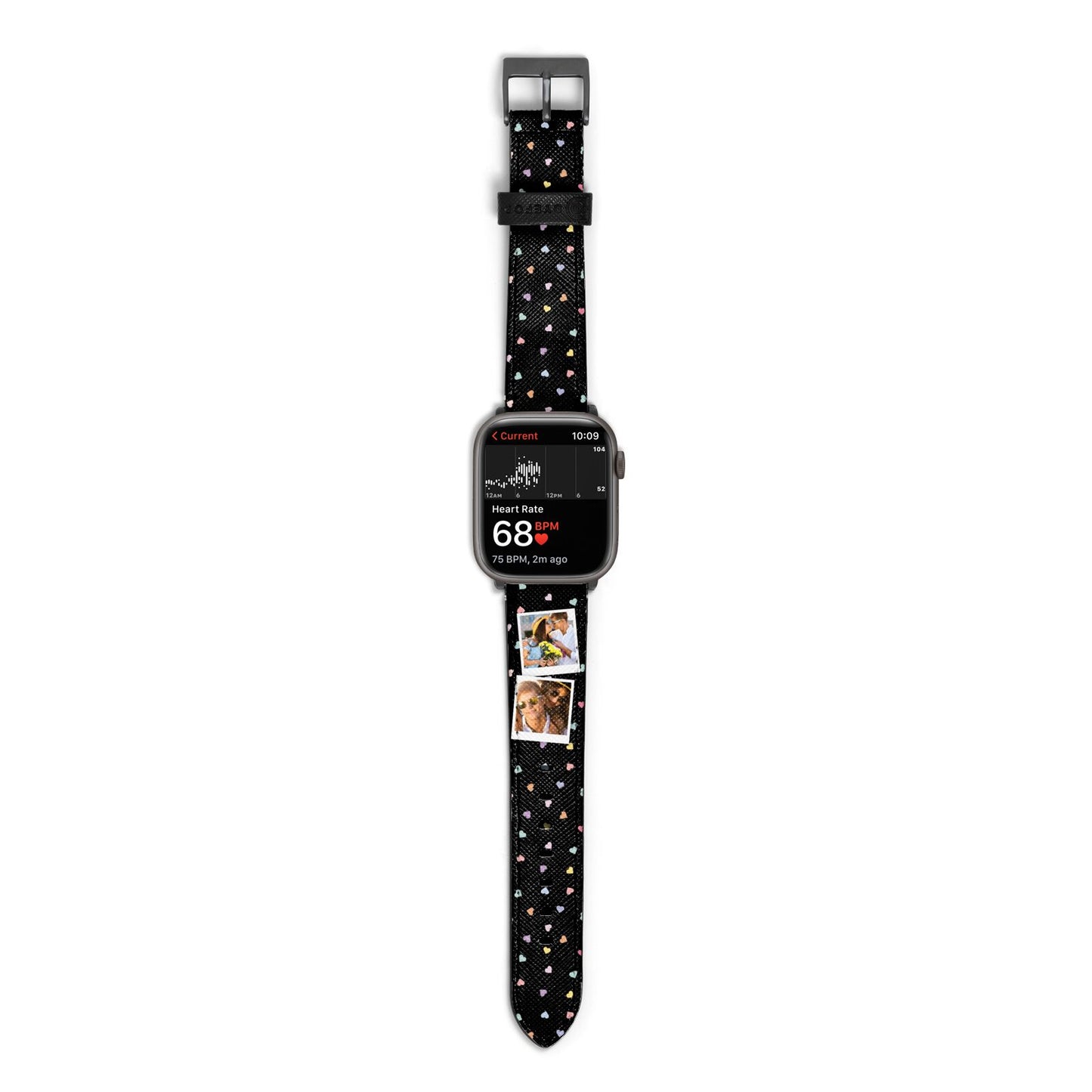 Confetti Heart Photo Apple Watch Strap Size 38mm with Space Grey Hardware