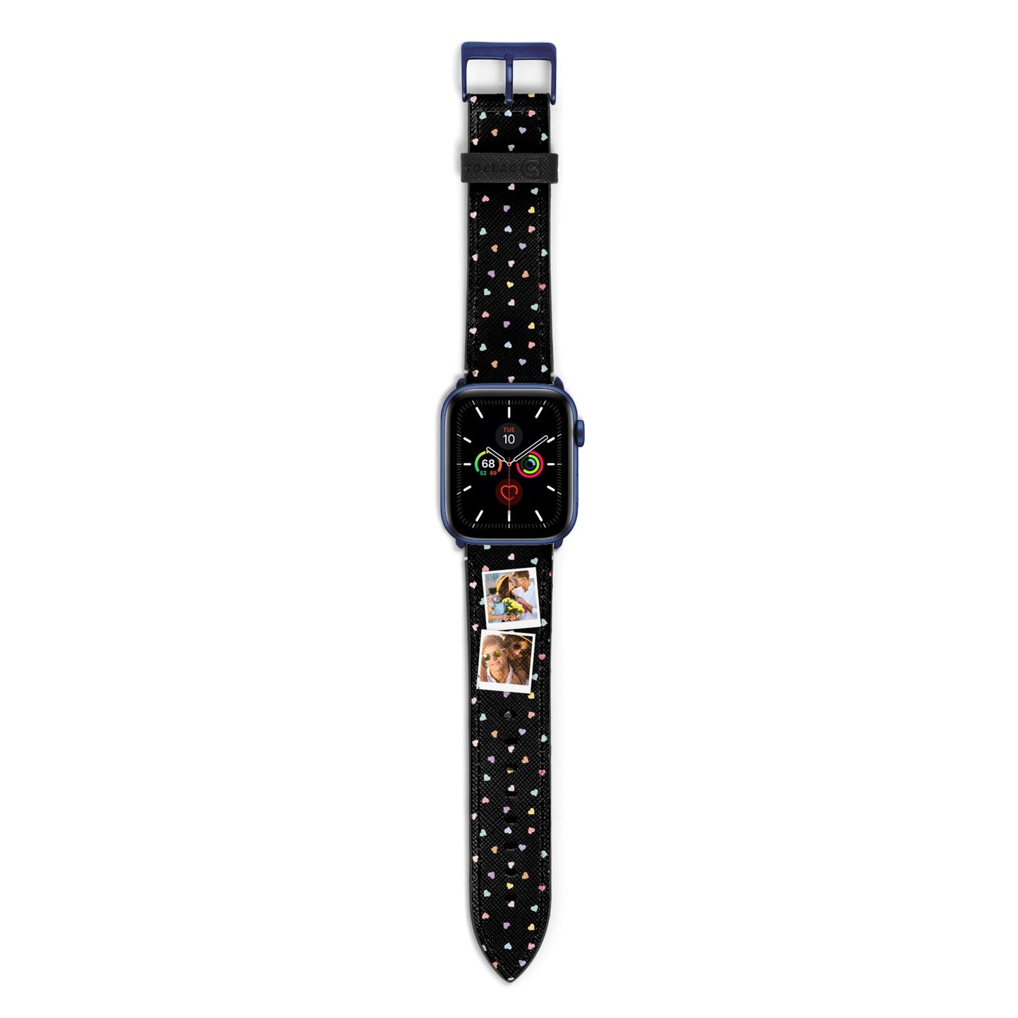 Confetti Heart Photo Apple Watch Strap with Blue Hardware