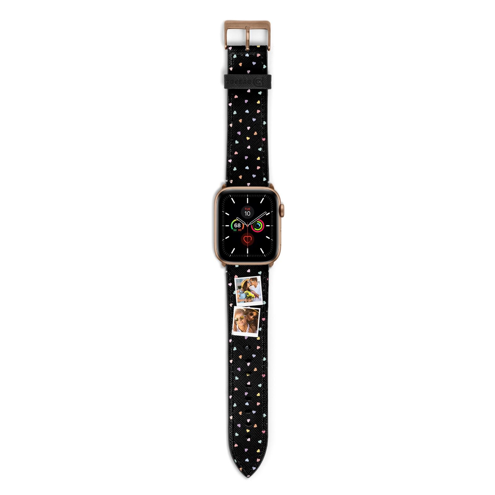 Confetti Heart Photo Apple Watch Strap with Gold Hardware