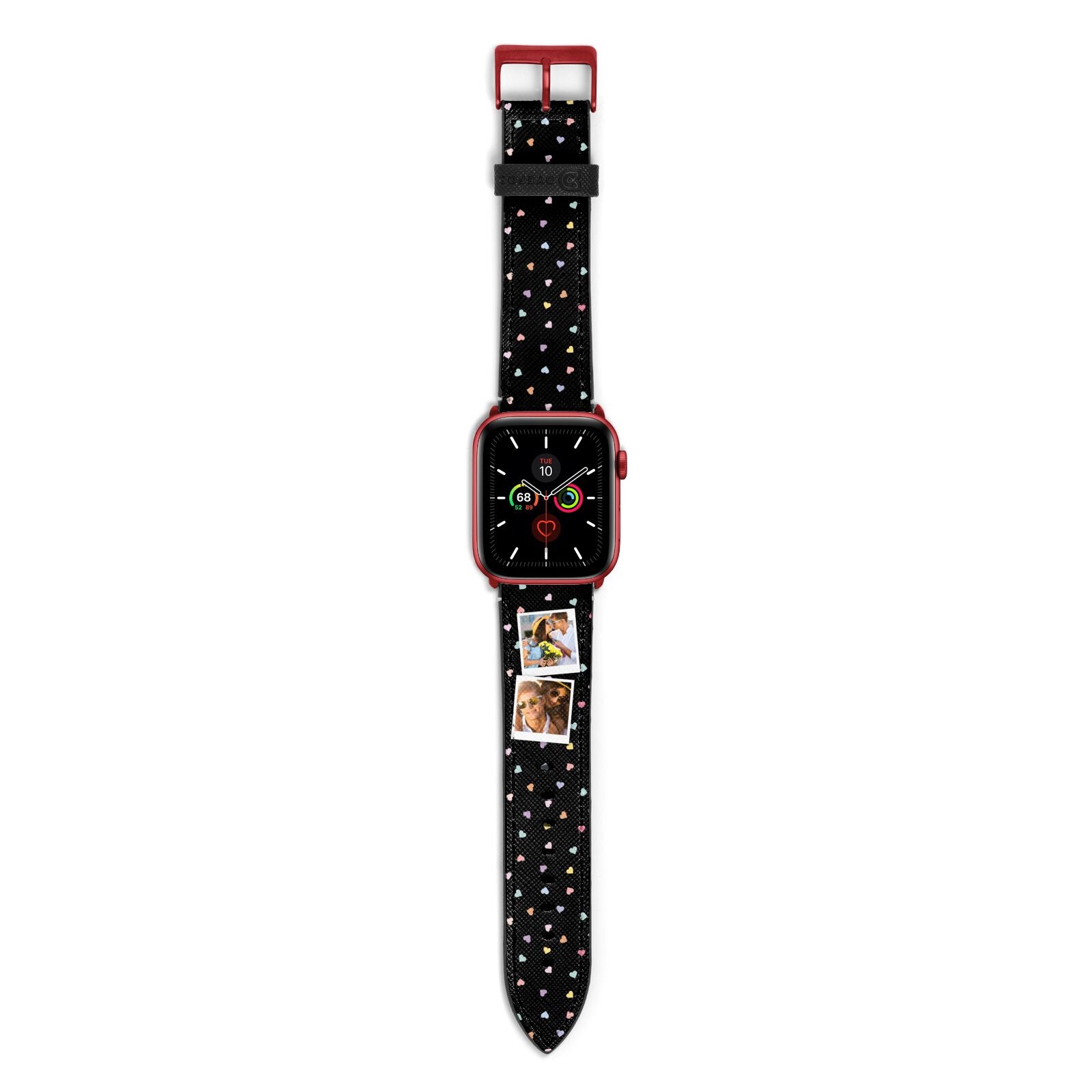 Confetti Heart Photo Apple Watch Strap with Red Hardware