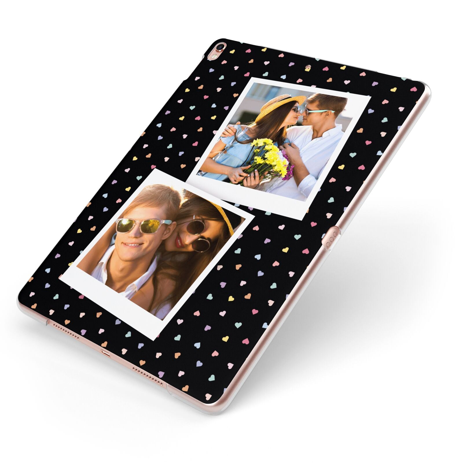 Confetti Heart Photo Apple iPad Case on Rose Gold iPad Side View