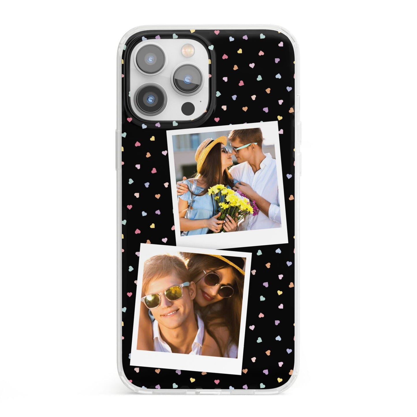 Confetti Heart Photo iPhone 13 Pro Max Clear Bumper Case