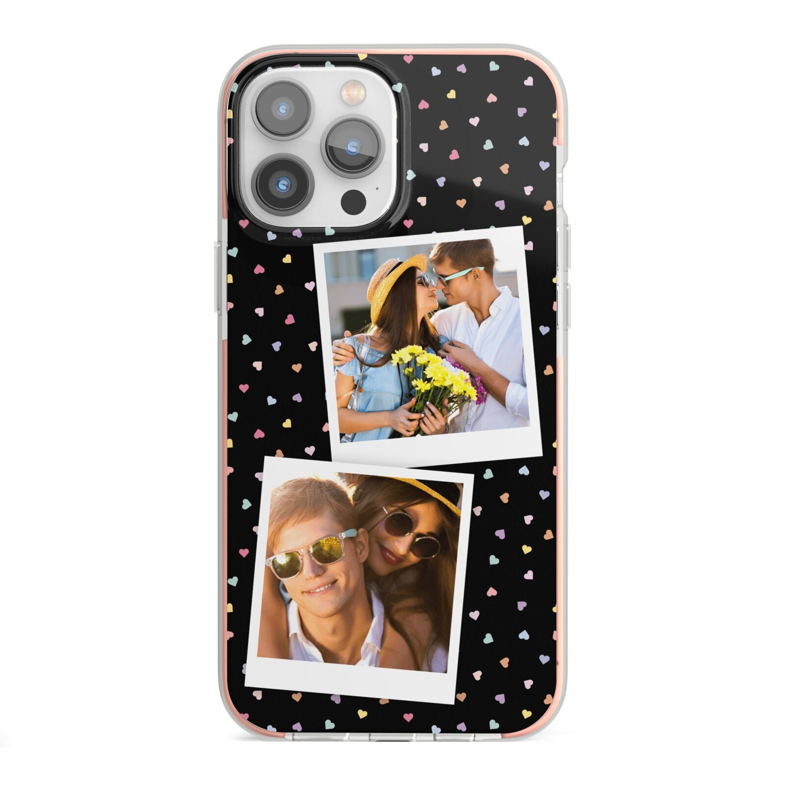Confetti Heart Photo iPhone 13 Pro Max TPU Impact Case with Pink Edges