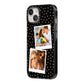 Confetti Heart Photo iPhone 14 Black Impact Case Side Angle on Silver phone