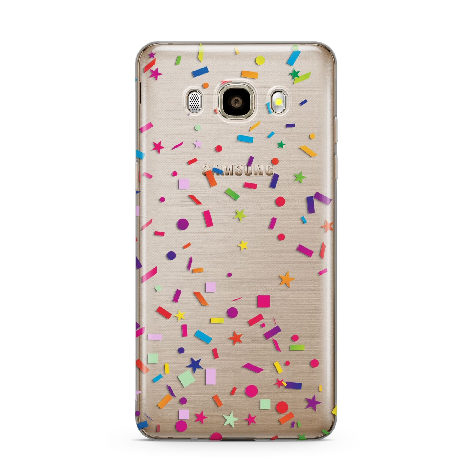 Confetti Samsung Galaxy J7 2016 Case on gold phone