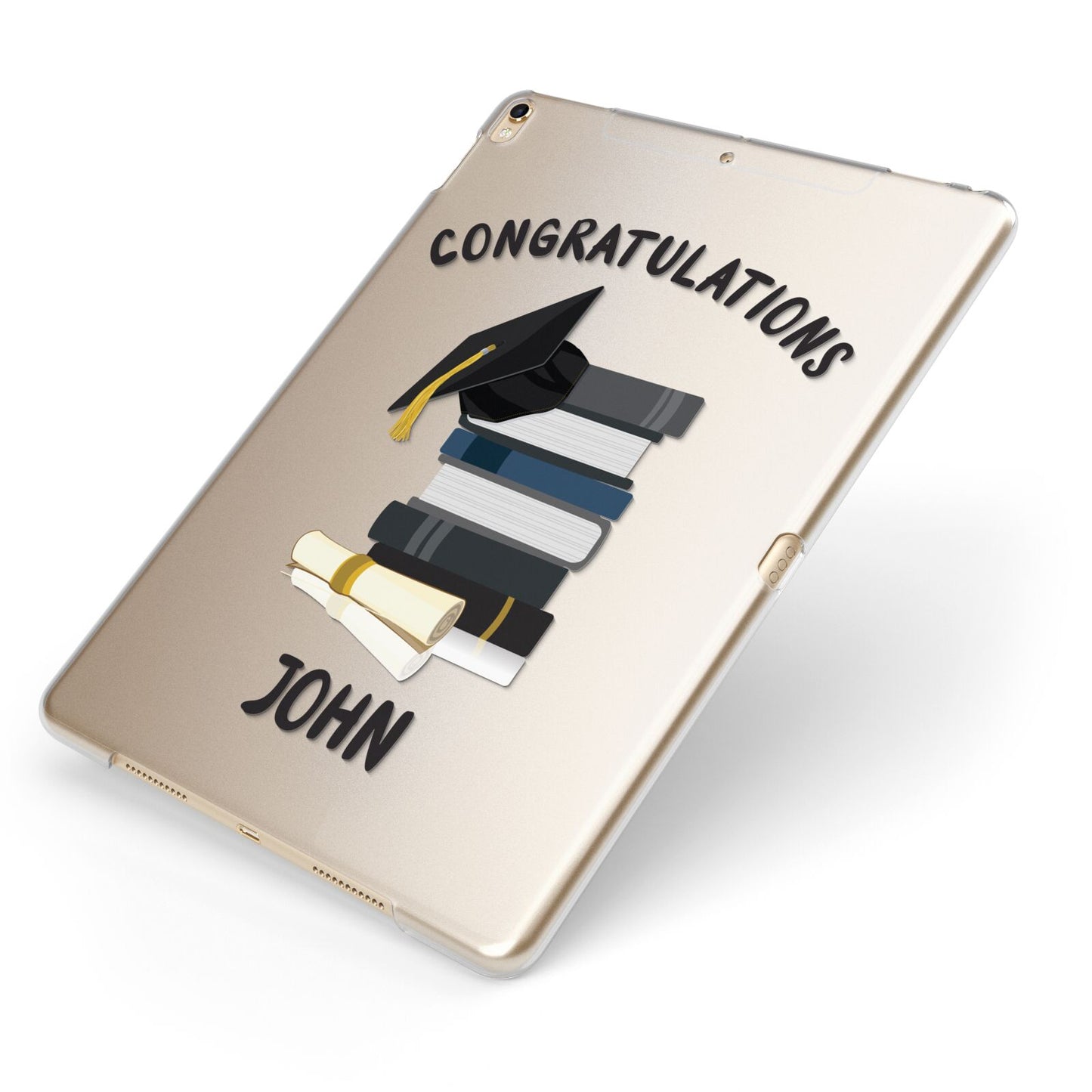 Congratulations Graduate Apple iPad Case on Gold iPad Side View