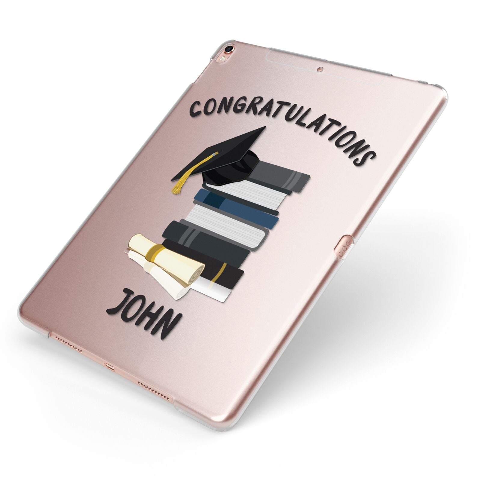 Congratulations Graduate Apple iPad Case on Rose Gold iPad Side View