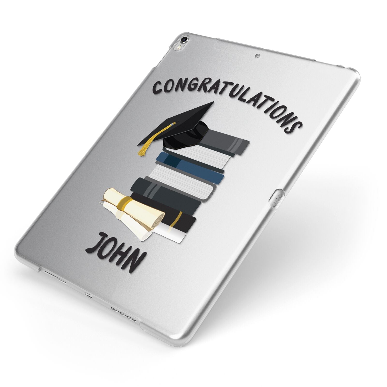 Congratulations Graduate Apple iPad Case on Silver iPad Side View