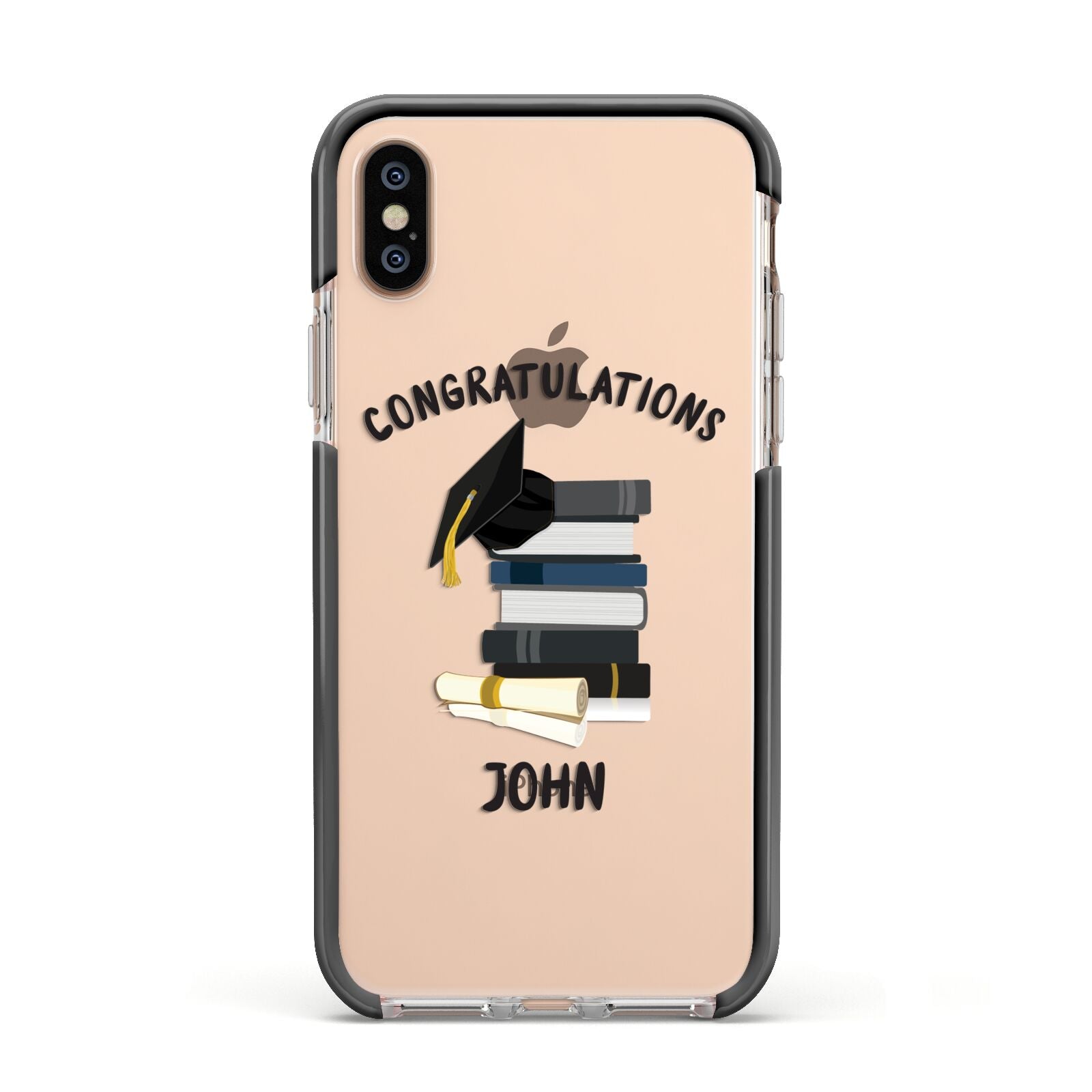 Congratulations Graduate Apple iPhone Xs Impact Case Black Edge on Gold Phone