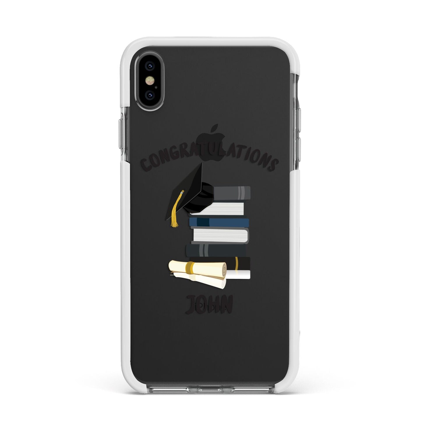 Congratulations Graduate Apple iPhone Xs Max Impact Case White Edge on Black Phone
