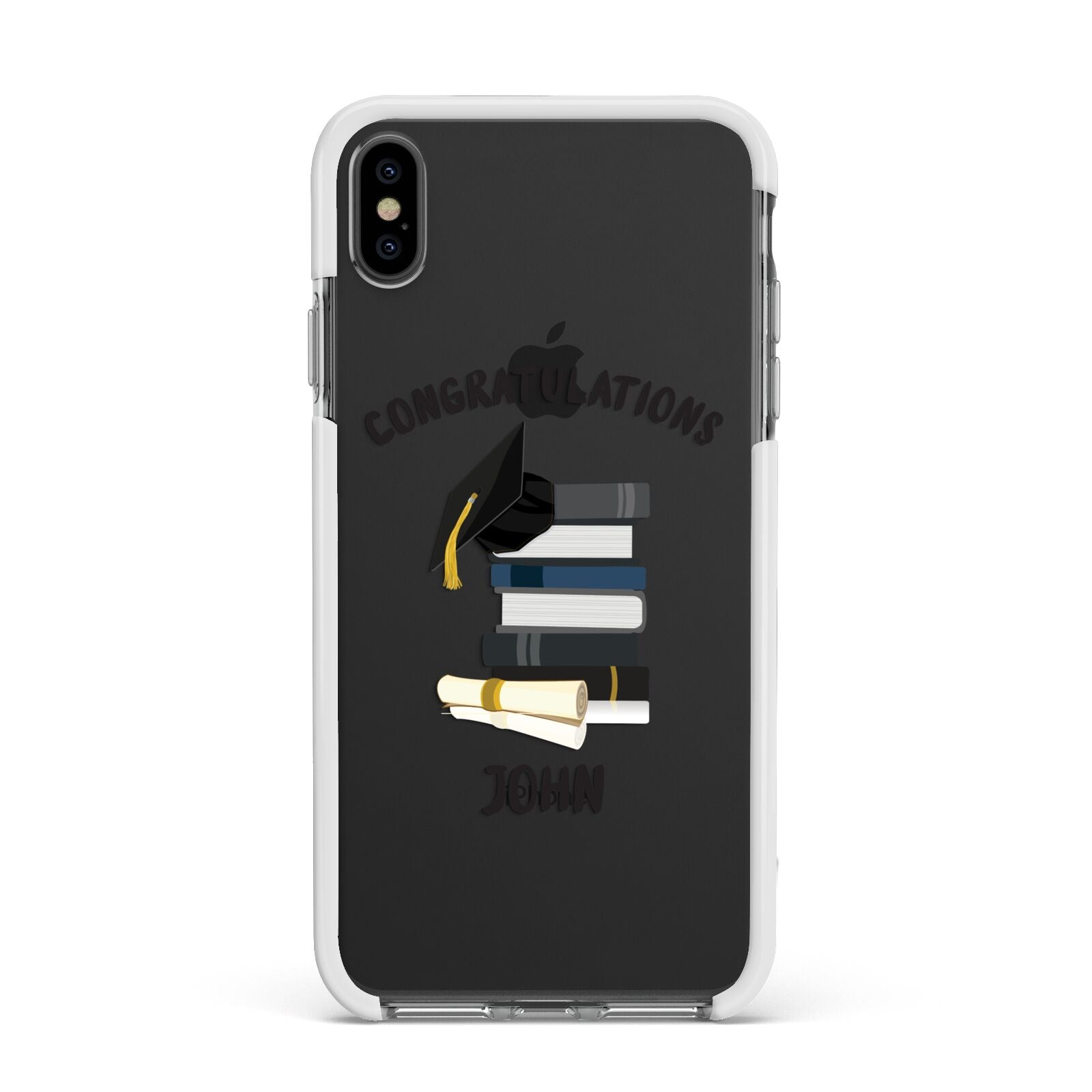 Congratulations Graduate Apple iPhone Xs Max Impact Case White Edge on Black Phone