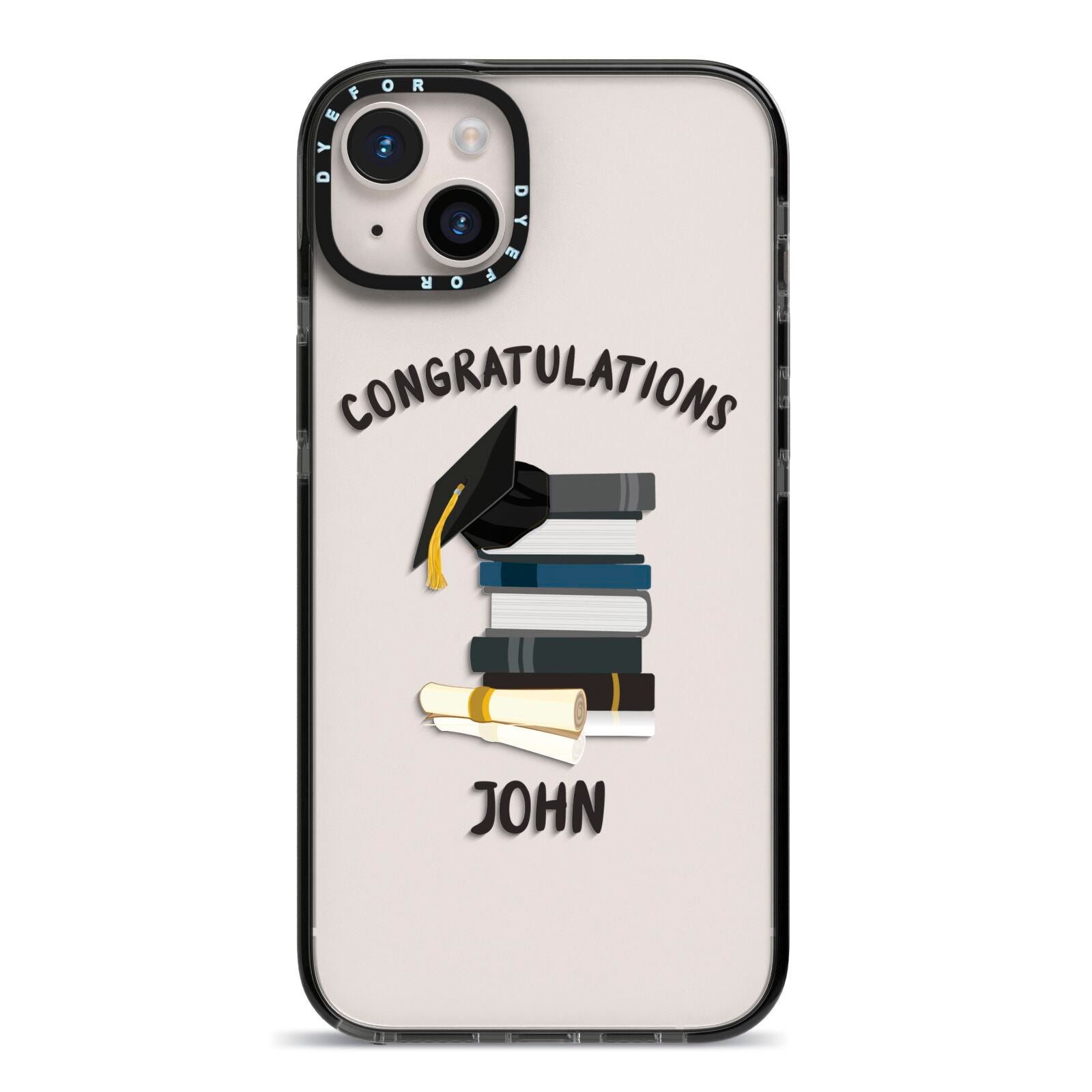 Congratulations Graduate iPhone 14 Plus Black Impact Case on Silver phone