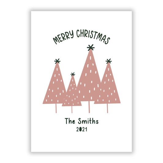 Contemporary Christmas Personalised A5 Flat Greetings Card