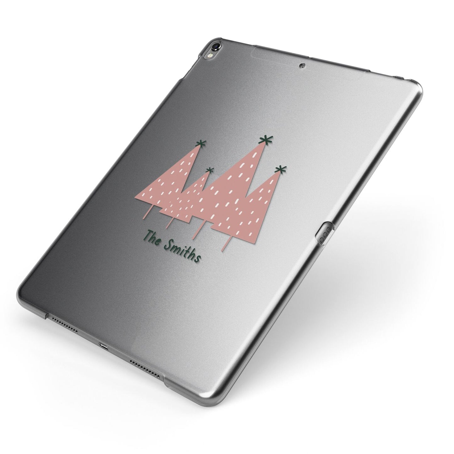 Contemporary Christmas Personalised Apple iPad Case on Grey iPad Side View