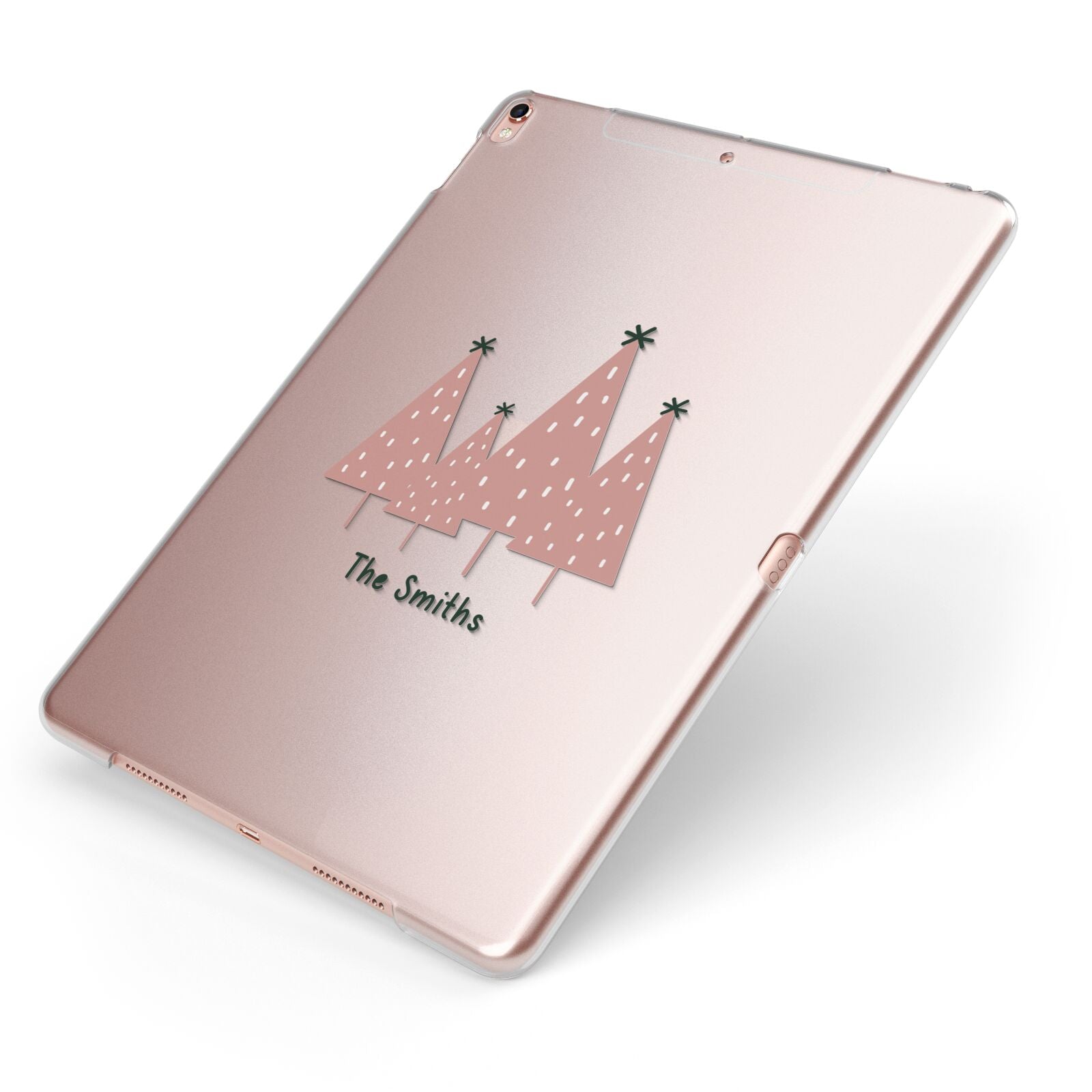 Contemporary Christmas Personalised Apple iPad Case on Rose Gold iPad Side View