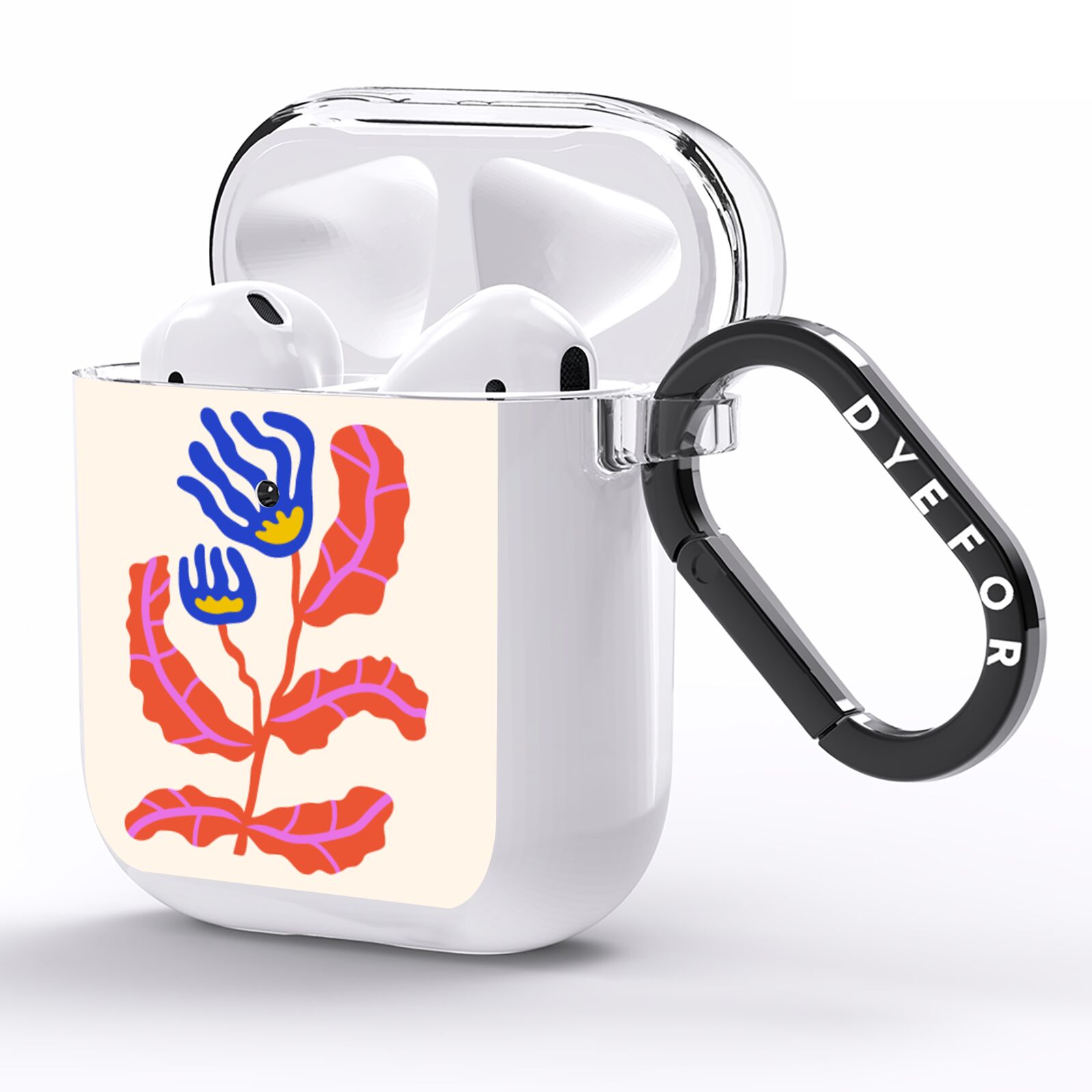 Contemporary Floral AirPods Clear Case Side Image
