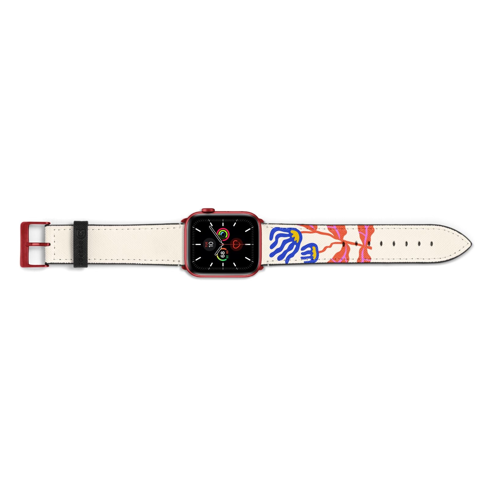Contemporary Floral Apple Watch Strap Landscape Image Red Hardware