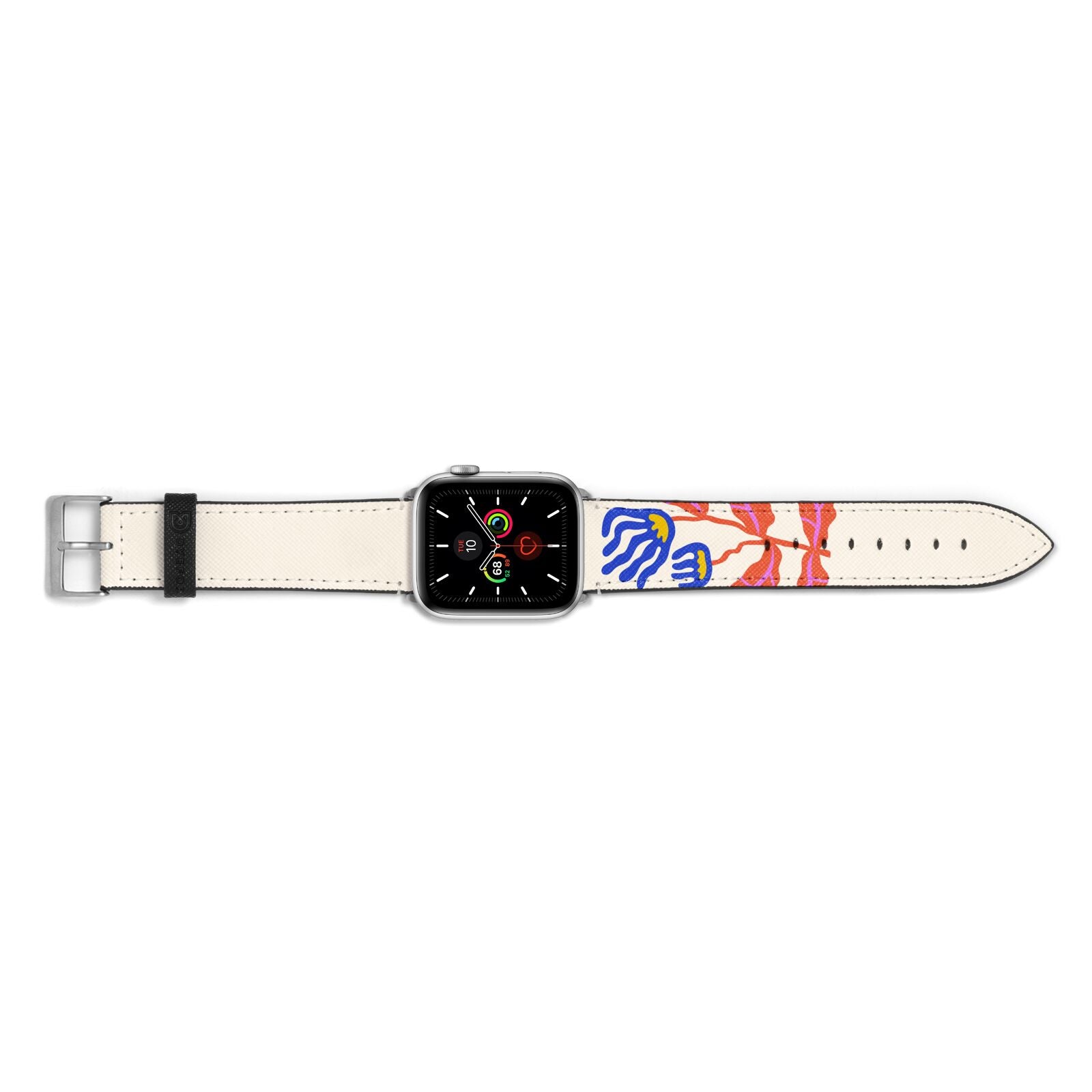 Contemporary Floral Apple Watch Strap Landscape Image Silver Hardware