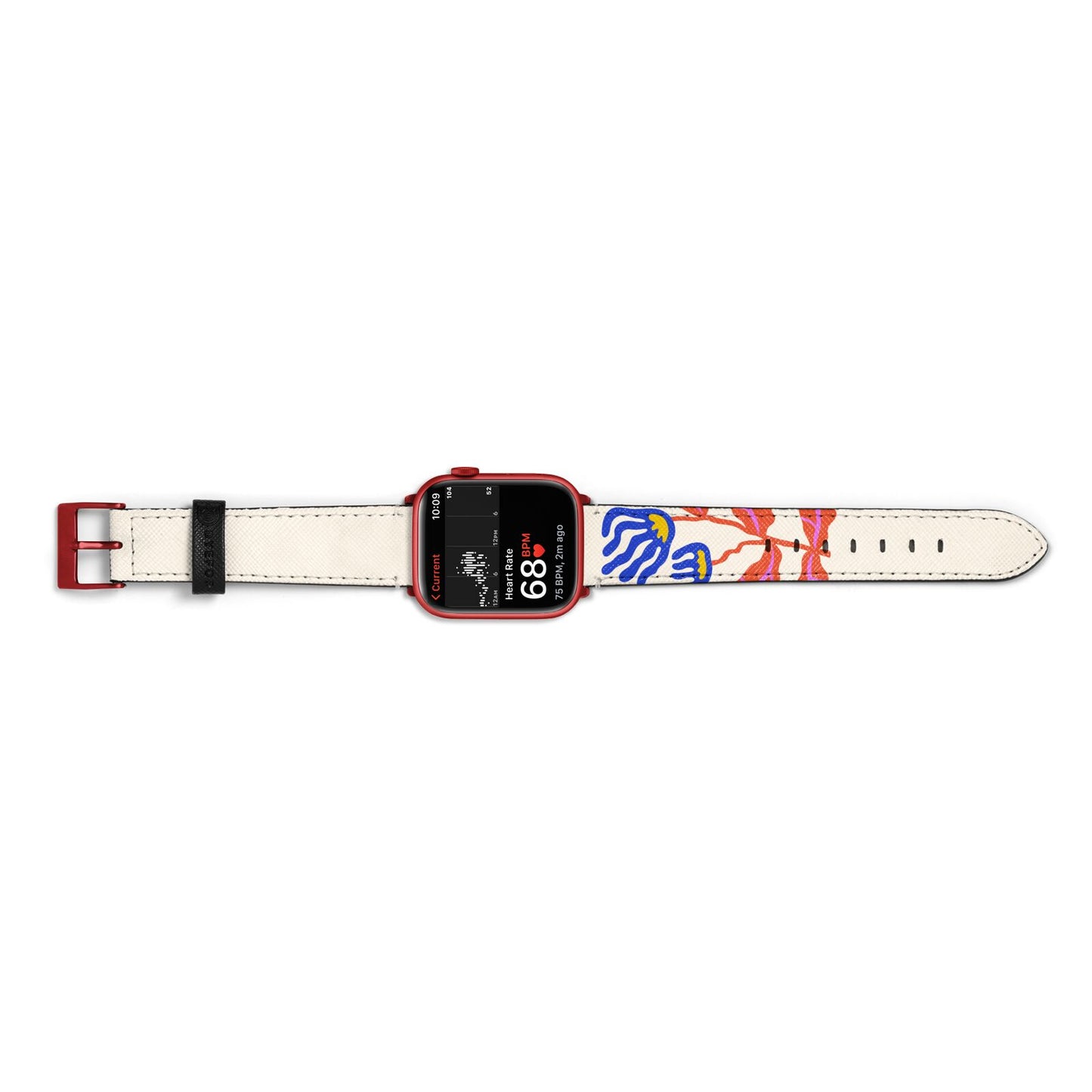 Contemporary Floral Apple Watch Strap Size 38mm Landscape Image Red Hardware