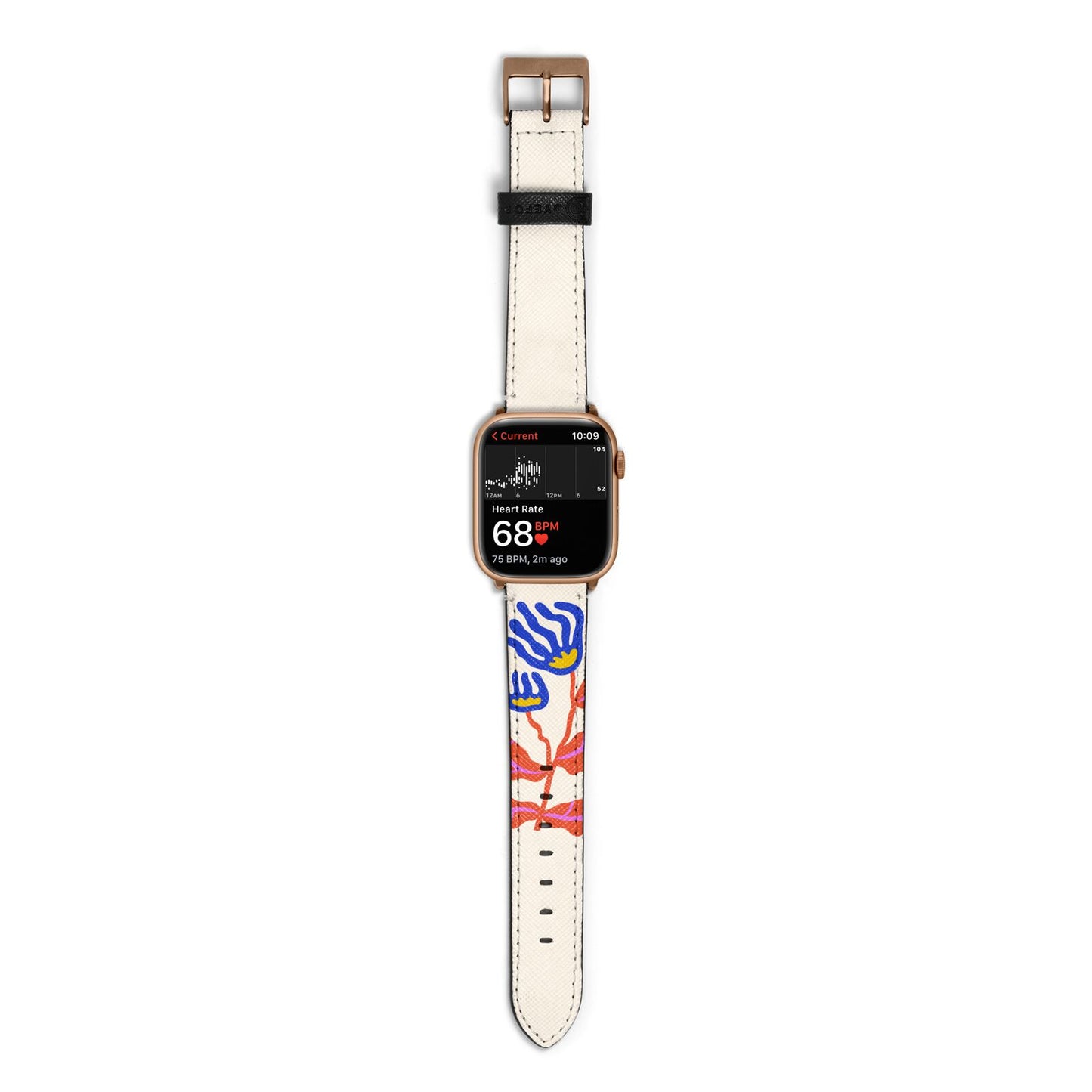 Contemporary Floral Apple Watch Strap Size 38mm with Gold Hardware