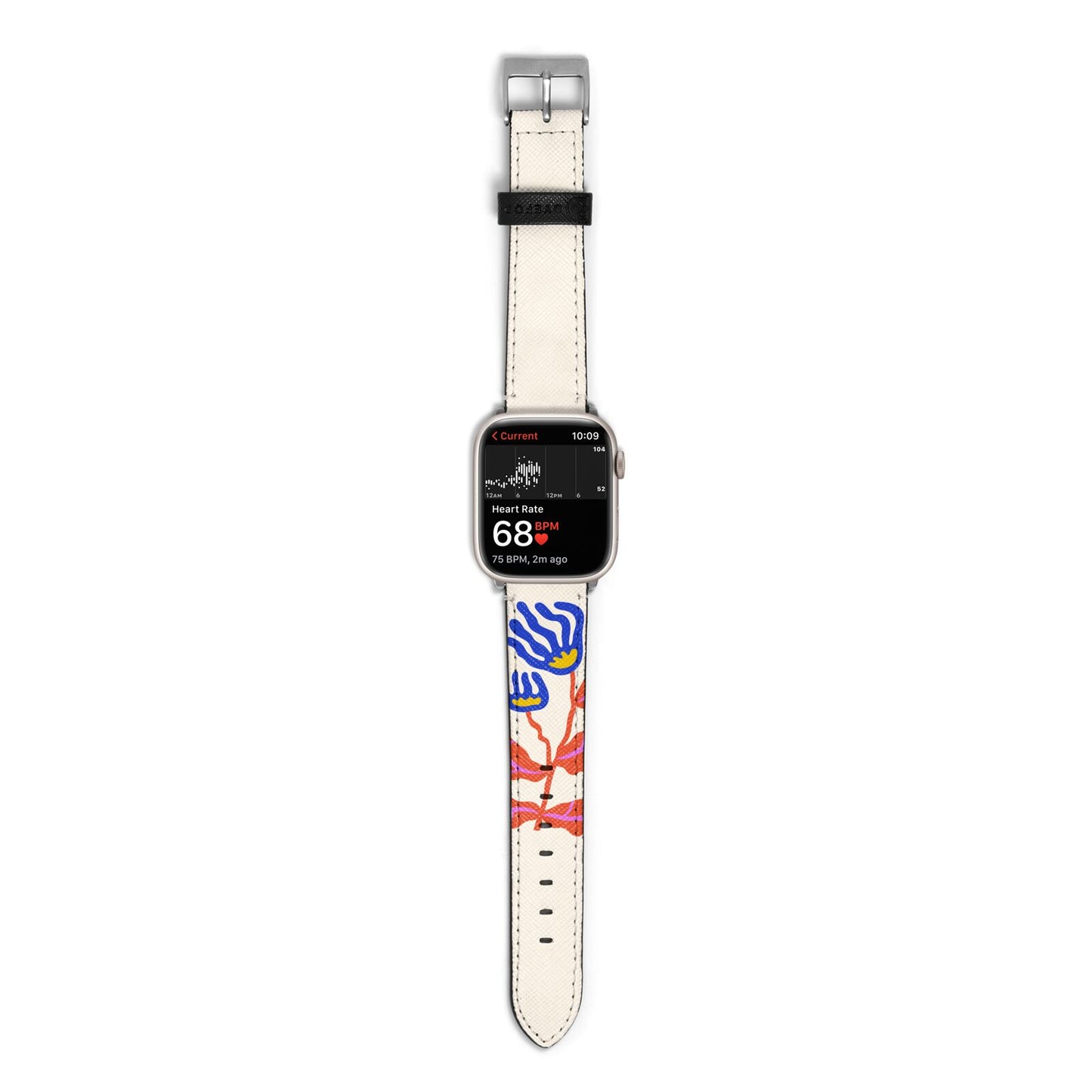 Contemporary Floral Apple Watch Strap Size 38mm with Silver Hardware