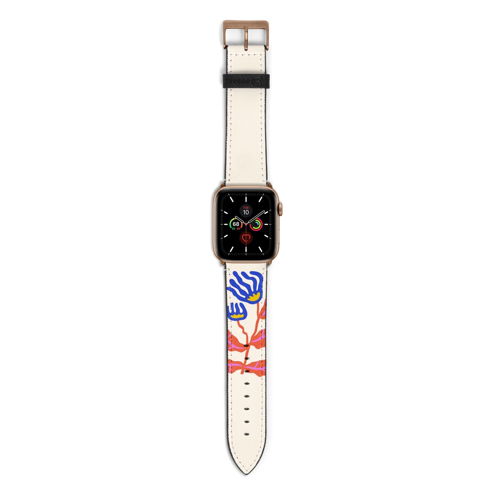 Contemporary Floral Apple Watch Strap with Gold Hardware