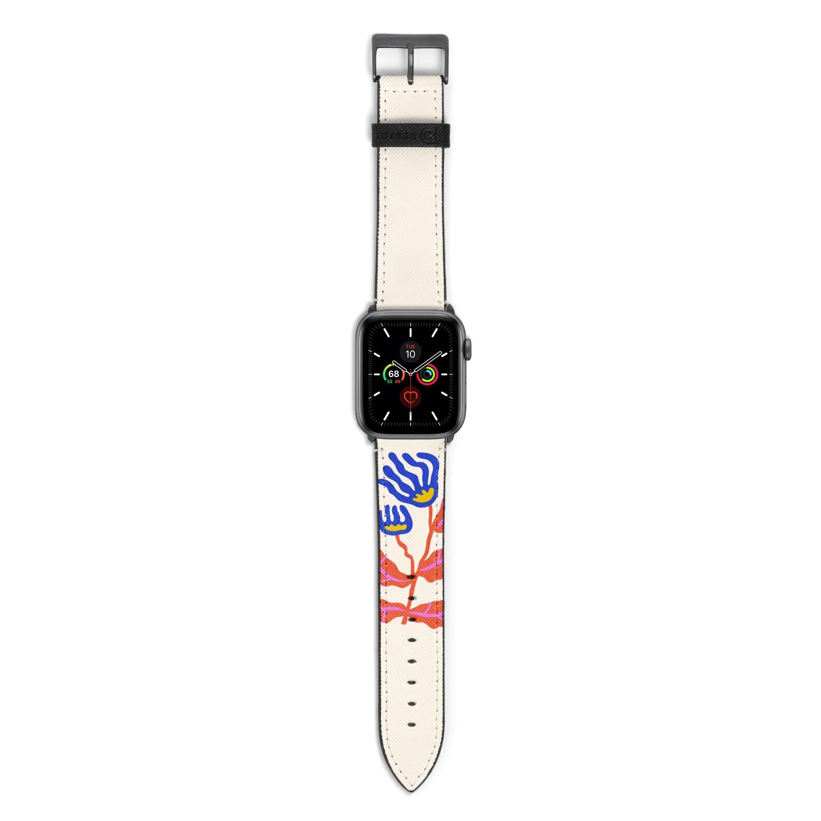 Contemporary Floral Apple Watch Strap with Space Grey Hardware