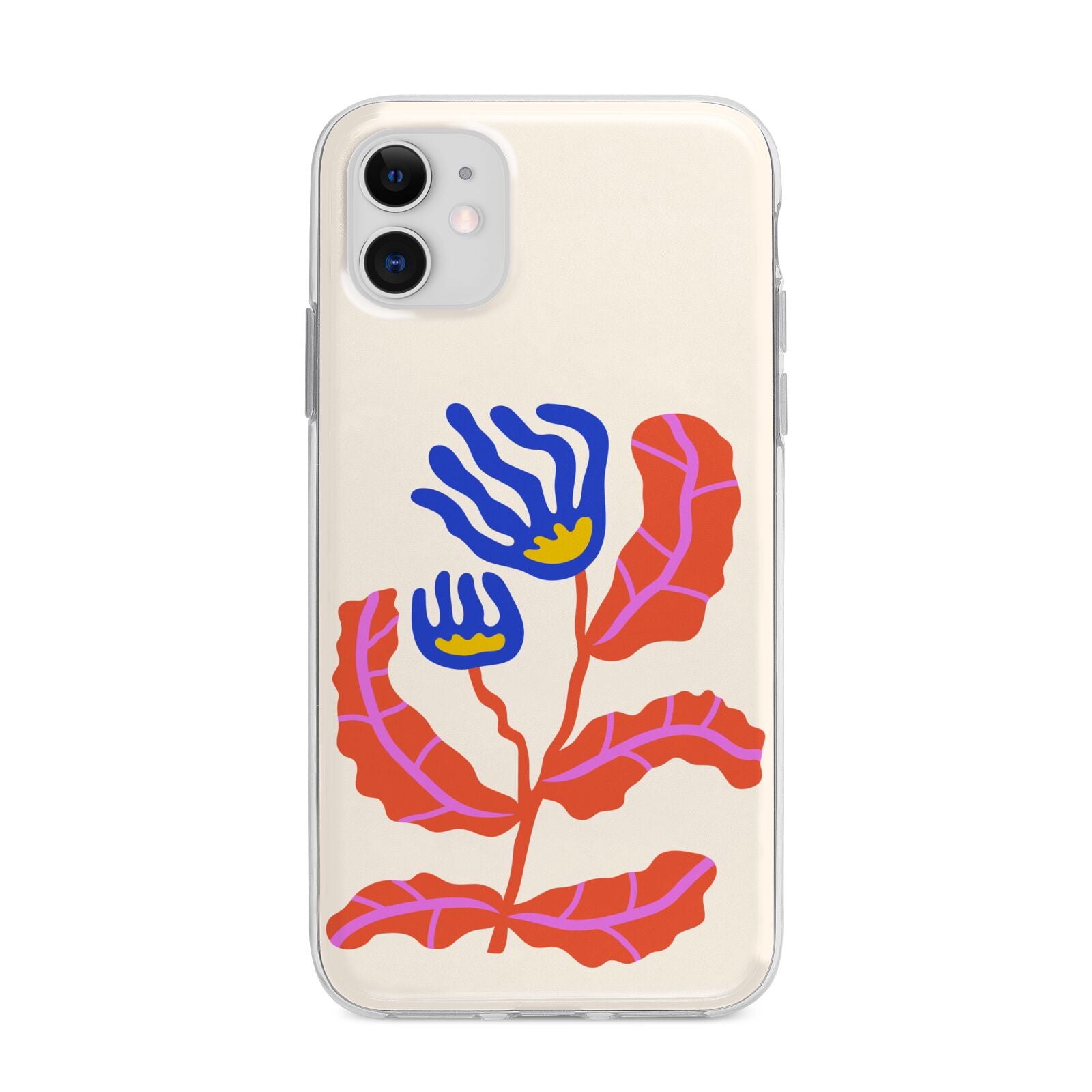 Contemporary Floral Apple iPhone 11 in White with Bumper Case