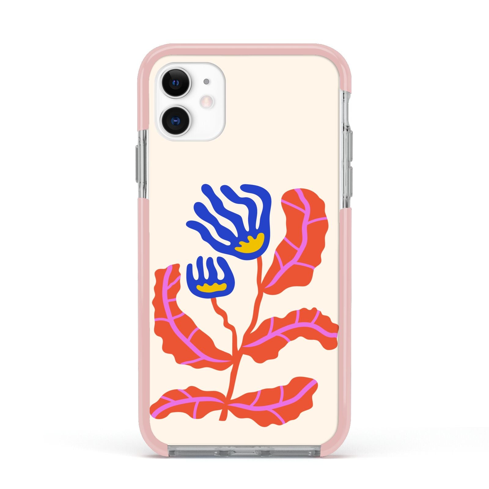 Contemporary Floral Apple iPhone 11 in White with Pink Impact Case