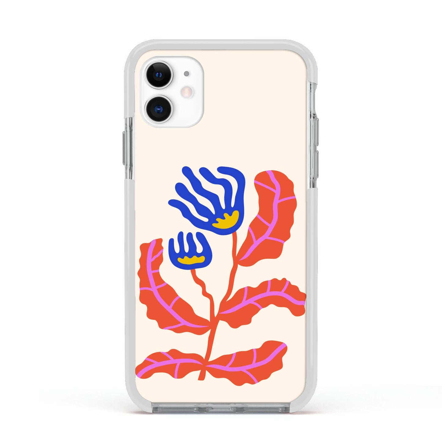 Contemporary Floral Apple iPhone 11 in White with White Impact Case