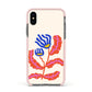 Contemporary Floral Apple iPhone Xs Impact Case Pink Edge on Black Phone
