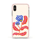 Contemporary Floral Apple iPhone Xs Impact Case Pink Edge on Gold Phone